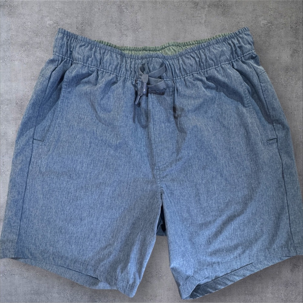 Eddie Bauer Men's Large Blue Heather Hybrid Swim Trunks Quick Dry Stretch Shorts